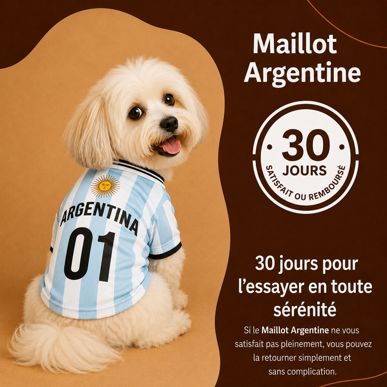 Maillot Argentine pour chien — zoom tissu léger respirant