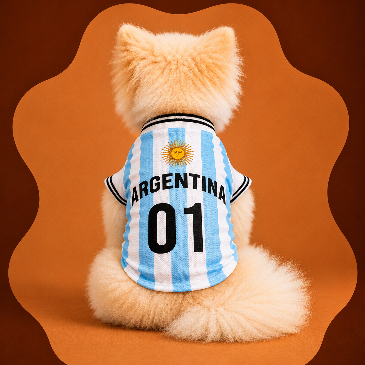 Maillot Argentine pour chien — rayures bleu ciel et blanc FIFA 2026