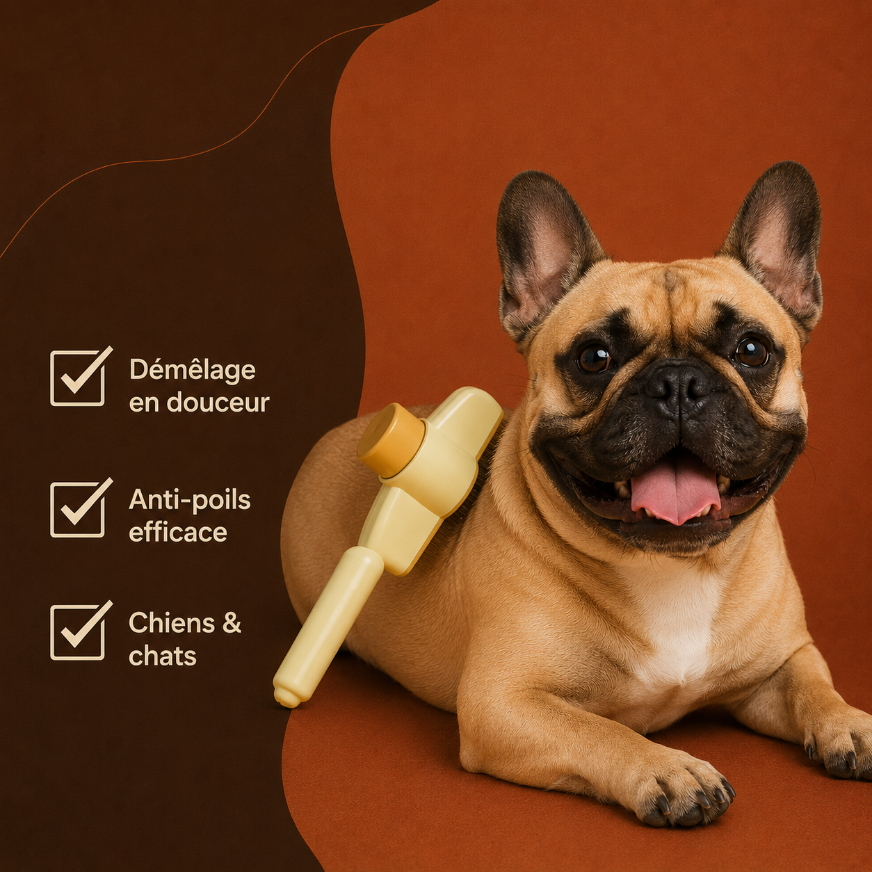 Brosse Toilettage Anti-Poils pour chien — zoom dents en acier
