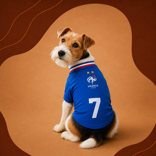 Maillot France pour chien — vue principale, maillot des Bleus FIFA 2026