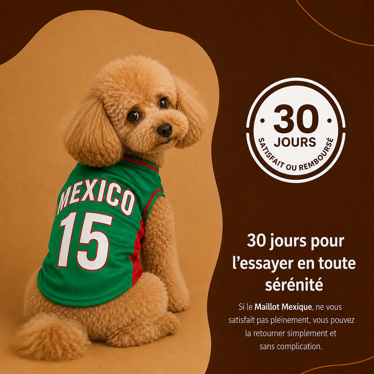 Maillot Mexique pour chien — tailles disponibles XS à XXL