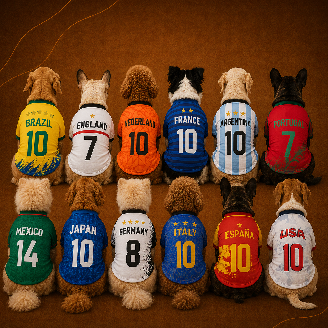 Maillot multi-nations pour chien — collection FIFA 2026, toutes les équipes