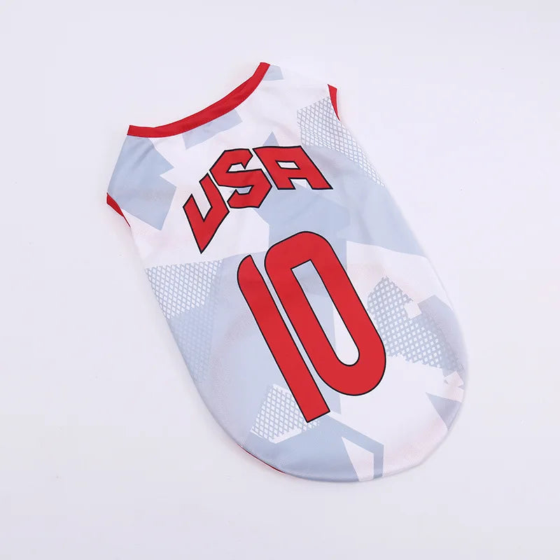 Maillot multi-nations pour chien — détail encolure